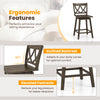 Wooden bar stool with a 107° inclined backrest and elevated footrests for optimal comfort, perfect for kitchen islands.