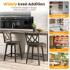 Set of 2 wooden bar stools with rubber wood frame, 24 inches high, ideal for kitchen islands and dining rooms.