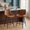 Set of 2 brown 24-inch bar stools with backs and footrests, featuring a stylish design for kitchen or dining areas.
