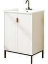 24-inch white bathroom vanity with sink combo, double door cabinet, adjustable shelf, and sturdy metal legs for.