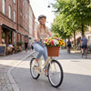 24 Inch Beach Cruiser Bike for Women with Woven Basket and Rear Rack - Beige - Gallery View 1 of 9