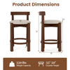 Counter height bar stools set of 2 with beige linen fabric, solid rubber wood, and ergonomic backrests for kitchen use.