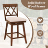 Counter height barstool with a solid rubber wood frame and upholstered seat cushion, ideal for kitchens and dining.