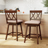 Counter height barstools with backrest and upholstered seat cushion, featuring a rubber wood frame for kitchen or.