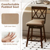 24-inch counter height barstool with a padded seat, backrest, and durable rubber wood frame for dining or bar use.