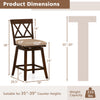 24-inch counter height barstool with backrest and seat cushion, featuring a rubber wood frame and ergonomic design.