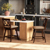 Counter height barstools with backrest and upholstered seat cushions, perfect for dining areas and bars.