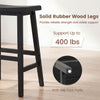 Black 24-inch counter height stool with solid rubber wood legs, supporting up to 400 lbs, ideal for kitchen islands.