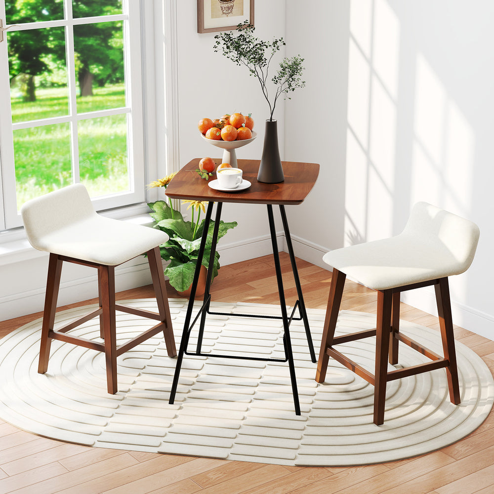 24 Inch Counter Height Bar Stools Set of 2 with Low Back-Brown - Gallery View 1 of 8