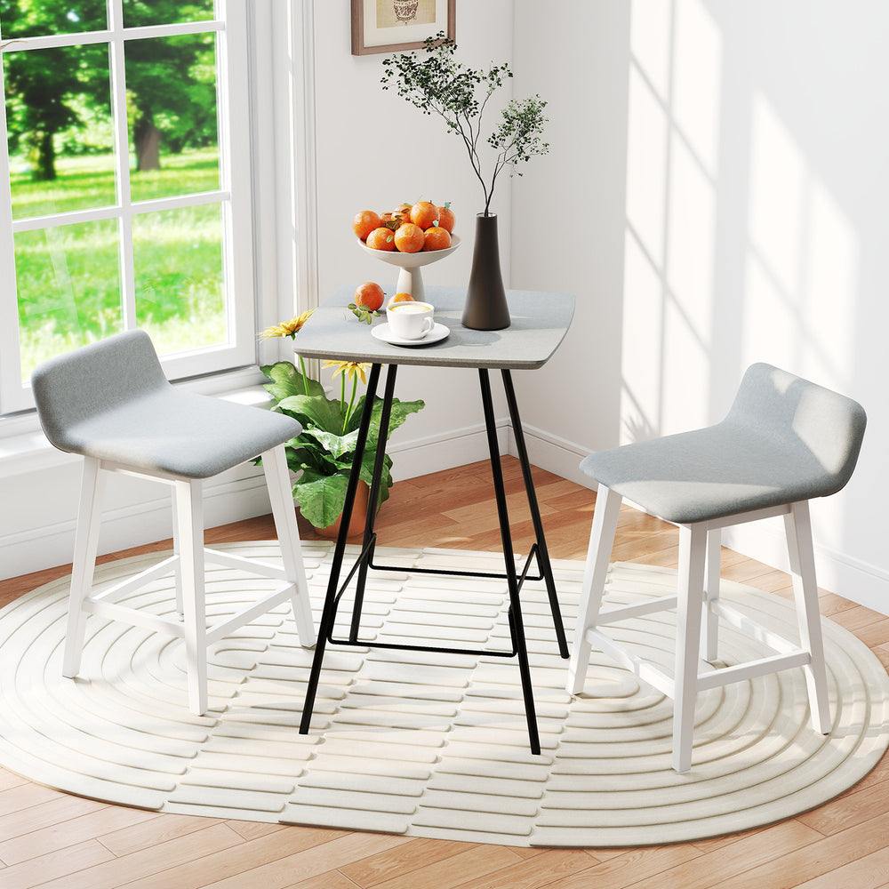 24 Inch Counter Height Bar Stools Set of 2 with Low Back-White - Gallery View 1 of 8