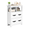24-inch white floor cabinet showcasing a spacious tabletop for decor, with sturdy support feet for stability and.