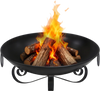 24 Inch Heavy-Duty Metal Fire Pit Bowl Outdoor Wood-Burning Firepit with Handles