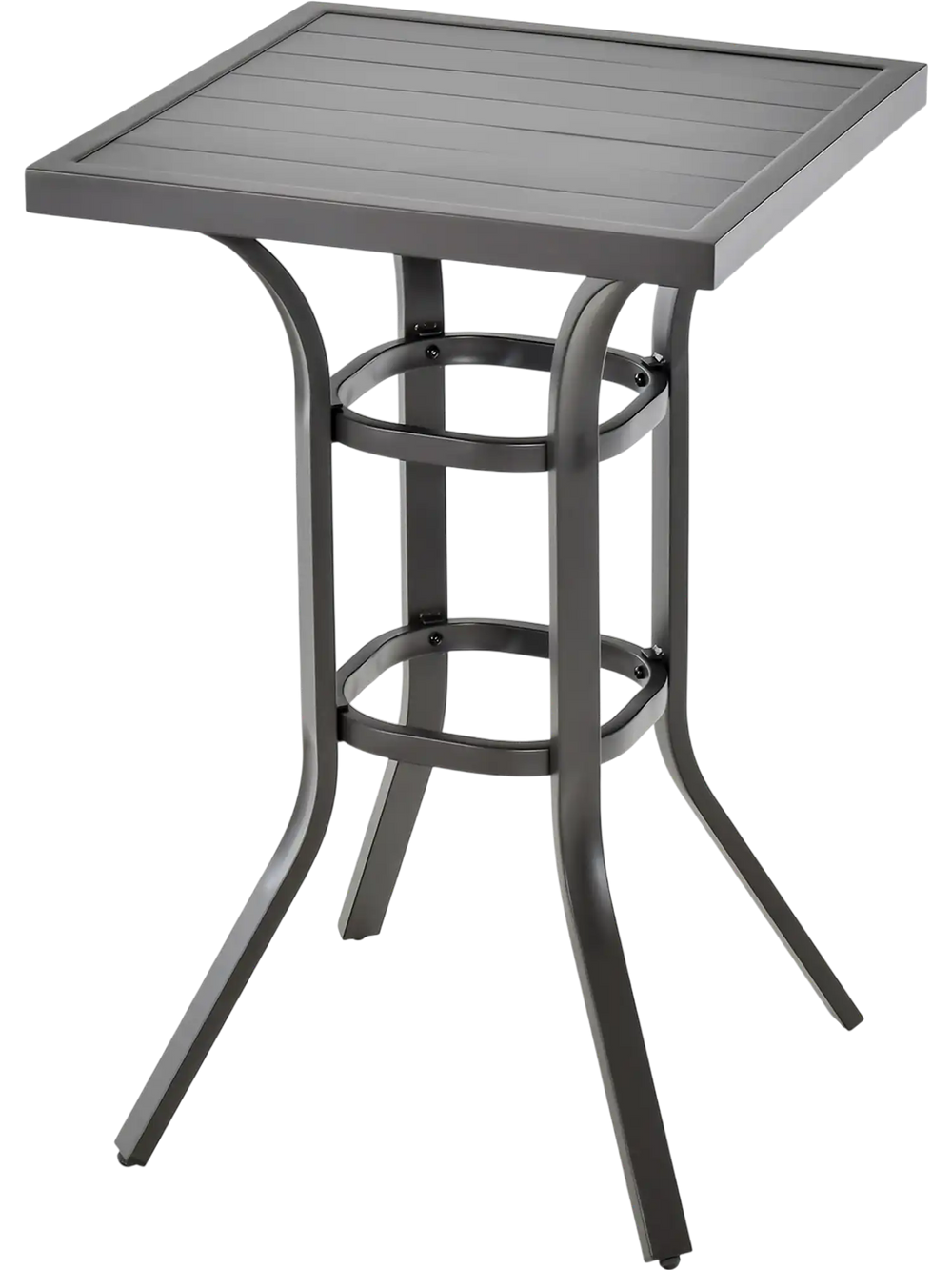 24 Inch Patio Bar Height Table with Aluminum Tabletop and Adjustable Foot Pads