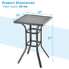 24-inch patio bar height table with aluminum tabletop, adjustable foot pads, ideal for backyard or poolside use.