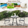 24-inch black patio bistro table with ceramic tile top, featuring a mosaic design, ideal for indoor and outdoor use.