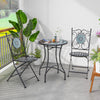 24 Inch Patio Bistro Table with Ceramic Tile Tabletop-Blue - Gallery View 1 of 8