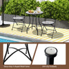 24-inch black patio bistro table with ceramic tile top, featuring a heavy-duty metal frame and anti-slip footpads for.