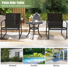 24-inch rustic brown patio side table with elegant patterns, adjustable footpads, perfect for poolside or backyard use.