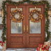 24-inch pre-lit Christmas wreath with 105 branch tips and 35 warm white LED lights, perfect for festive door decor.