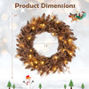 24-inch pre-lit Christmas wreath with 105 branch tips and 35 warm white LED lights, ideal for festive door decoration.