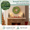 24-inch pre-lit Christmas wreath with 35 warm white LED lights and 108 branch tips, perfect for festive wall or window.
