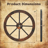 24-inch decorative wooden wagon wheel dimensions with a 1.2" thickness, ideal for rustic home decoration.