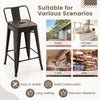 24-inch gun metal cafe side chair with removable backrest, ideal for kitchens, patios, and cafes, featuring rubber feet.