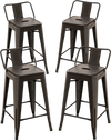Set of 4 gun metal cafe side chairs with removable backs, ergonomic design, perfect for kitchens and bars.