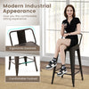 24-inch cafe side chair with ergonomic backrest and footrest, featuring a solid metal frame for kitchen or patio use.