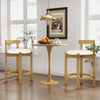 Front view of two 24-inch teddy velvet upholstered counter height bar stools with solid rubber wood frames, ideal for.