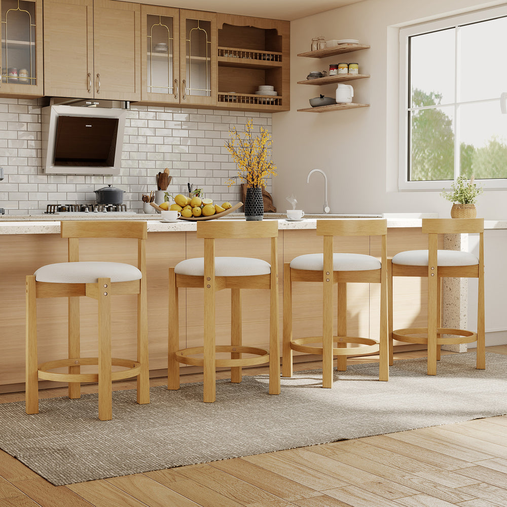 24 Inch Teddy Velvet Upholstered Counter Height Bar Stools with Backrests and Footrests-Set of 4 - Gallery View 1 of 9