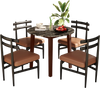 Round dining table with marble-textured veneer and rubber wood legs, perfect for dining and working in elegant spaces.