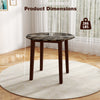 35-inch round dining table with rubber wood legs and marble-textured veneer, featuring product dimensions for easy.