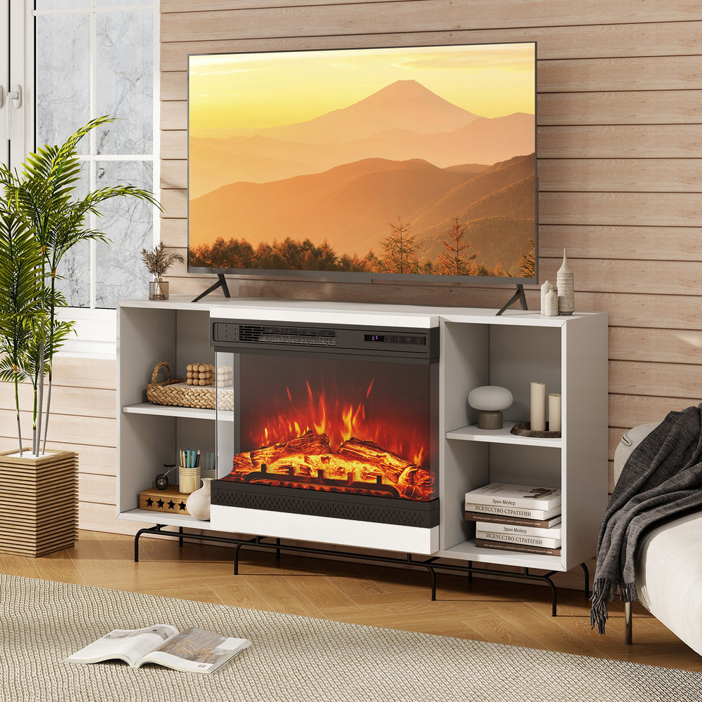 24-inch electric fireplace heater with 3-sided glass design, remote control, and sleek modern aesthetics for stylish.