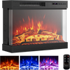 24 Inches 3-Sided Glass Electric Fireplace Heater with Remote Control