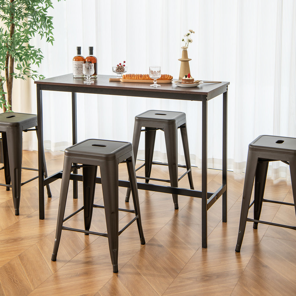 24 Inch Set of 4 Tolix Style Counter Height Barstool Stackable Chair-Gun - Gallery View 1 of 10