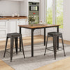 Set of two 24-inch Tolix style counter height barstools in gunmetal, stackable design for kitchen or home bar use.