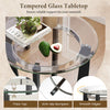 24-inch round side table featuring a 0.31" thick tempered glass top and solid rubber wood base, ideal for living spaces.