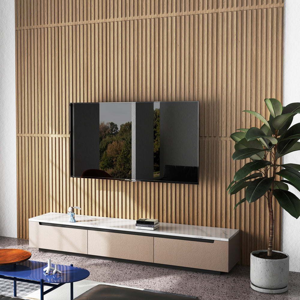 24-Pack PVC Slat Wall Panels for Interior Wall Decoration for Living Room and TV Background-Walnut - Gallery View 1 of 10