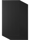 Black PVC slat wall panel with 3D fluted texture, ideal for modern interior decoration in living rooms and more.