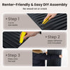 Step-by-step guide for easy DIY assembly of 24-pack black PVC slat wall panels for interior decoration.