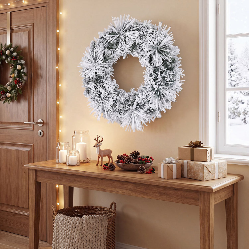 24" Pre-Lit Christmas Wreath with 35 Warm White and Multicolored LED Lights Set of 1 - Gallery View 1 of 8