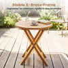24" round solid teak outdoor folding bistro table with stable X-brace frame, perfect for small spaces on patios or.