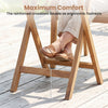 Teak outdoor folding bistro table with ergonomic footrest, featuring a compact 24" diameter for small spaces.