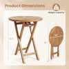 24" round solid teak outdoor folding bistro table with footrest, featuring a smooth surface and space-saving design.