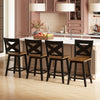 24" Rubberwood Swivel Barstools Set of 4 with Backrest and Large Seat-Black - Gallery View 1 of 7