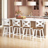 24" Rubberwood Swivel Barstools Set of 4 with Backrest and Large Seat-White - Gallery View 1 of 7