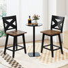 24" Rubberwood Swivel Barstools Set of 2 with Backrest and Large Seat-Black - Gallery View 1 of 9