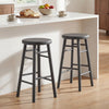 24" Swivel Bar Stools Set of 2 with Footrests & Crossbars-Gray - Gallery View 1 of 11
