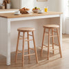 Natural 24" swivel bar stools set of 2 with footrests, featuring a sleek finish for dining or living room use.